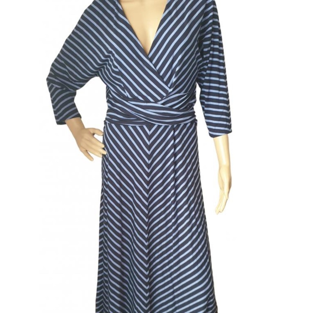 NWT‎ Ralph Lauren Navy and Light Blue  Striped Dress